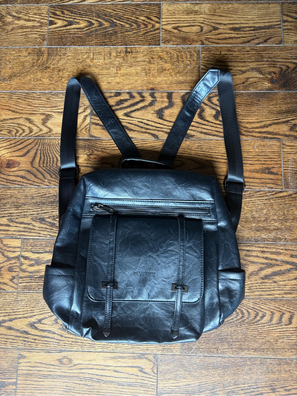 Black Faux Leather Men’s Backpack Bag